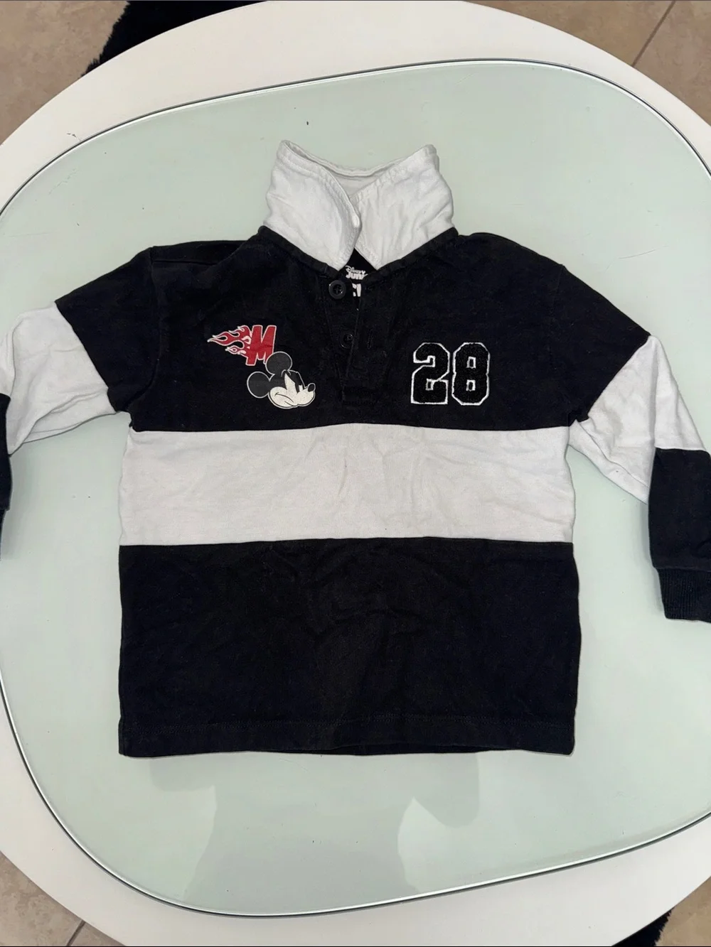 Black & White Striped Mickey Mouse Pullover Hoodie